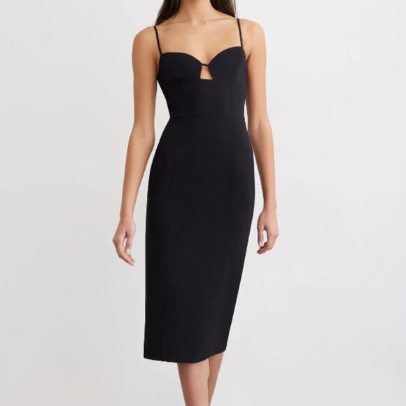 Dynamite Black Camisole Corset Cut-Out Midi Dress - Picture 1 of 5